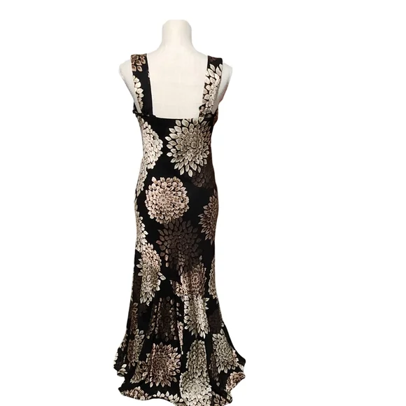 Y2K Burnout Maxi Dress Women Size 8 Black Floral Maxi Fairy Whimsy Vintage NWT - Picture 6 of 14